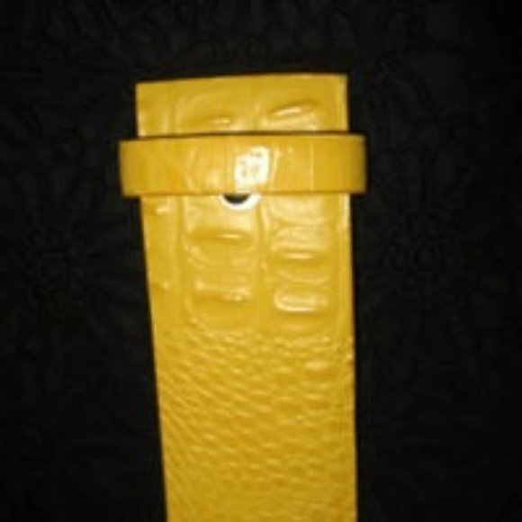 ❤️W KLEINBERG AMERICA Yellow Croc Gator Embossed Belt Sz Medium New